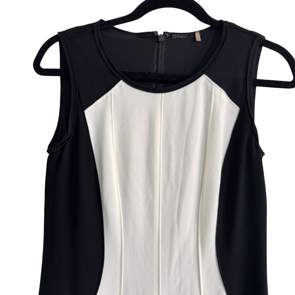 Elie Tahari Women's Patti Block Fit & Flare Mesh Sleeve Cocktail Dress Size 2 - Picture 3 of 9